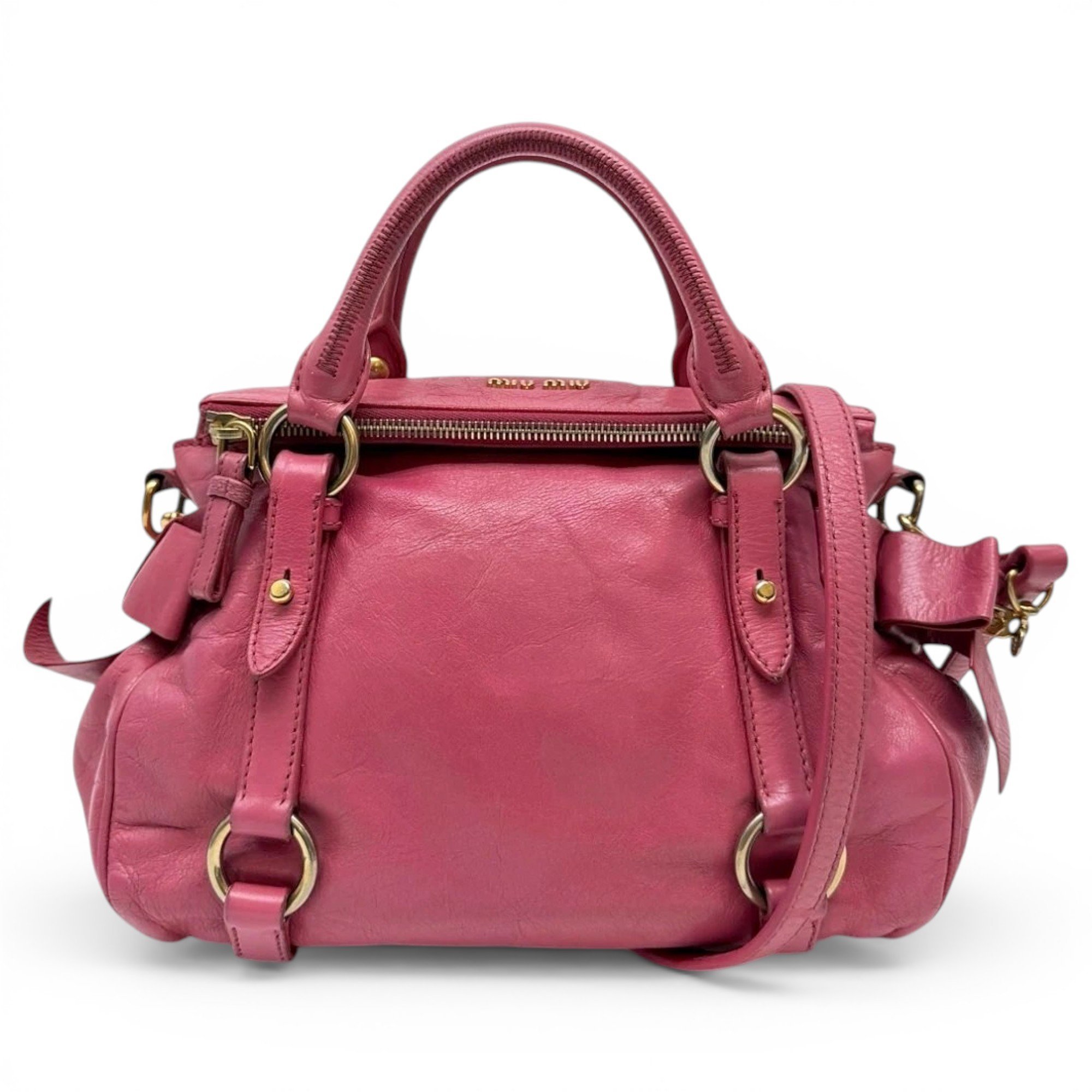 Bow bag leather handbag