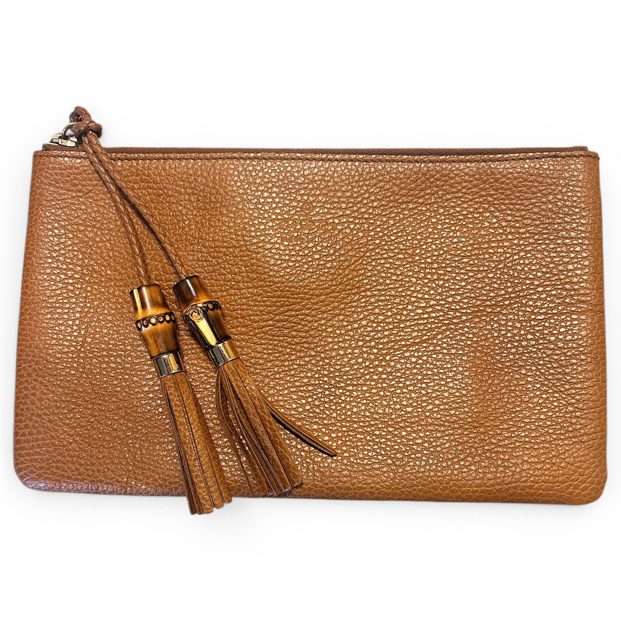 Bamboo leather clutch bag