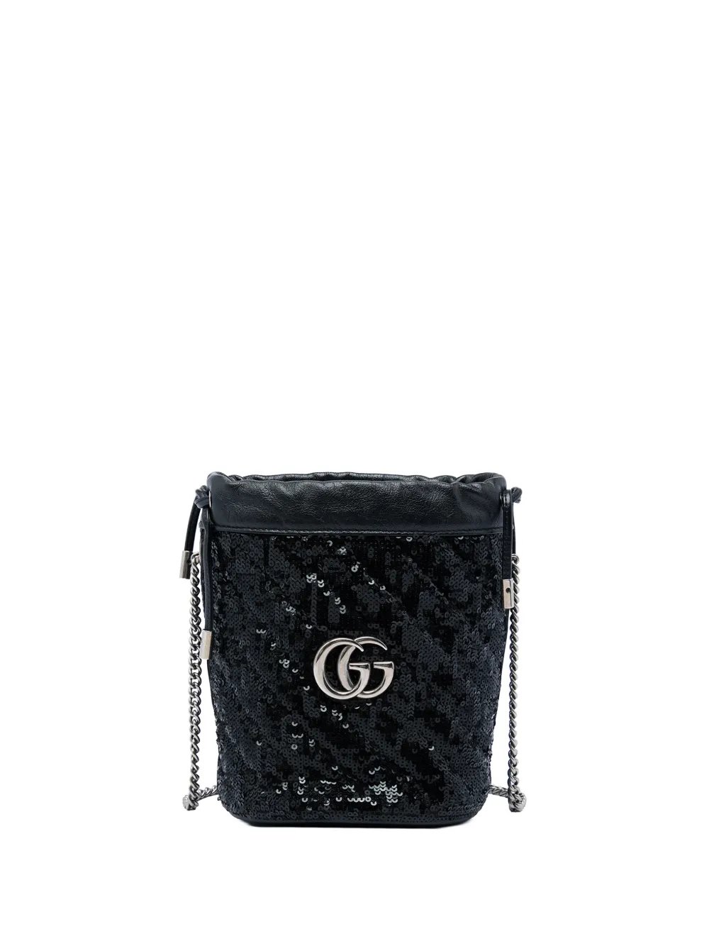 2000-2026 Small GG Marmont Sequined Diagonal Matelasse Calfskin bucket bag