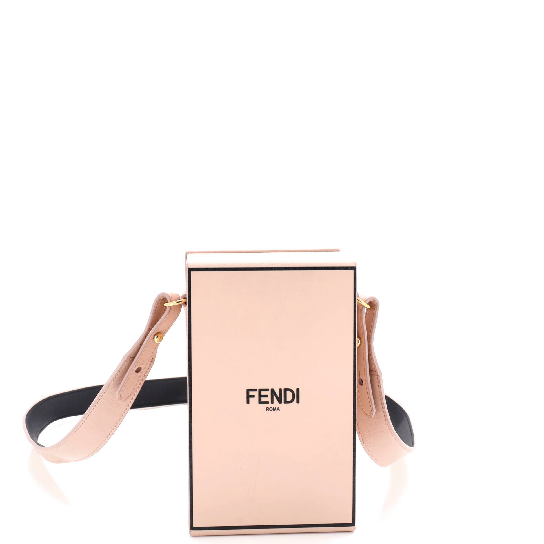 Fendi Logo Vertical Box Crossbody Bag Leather