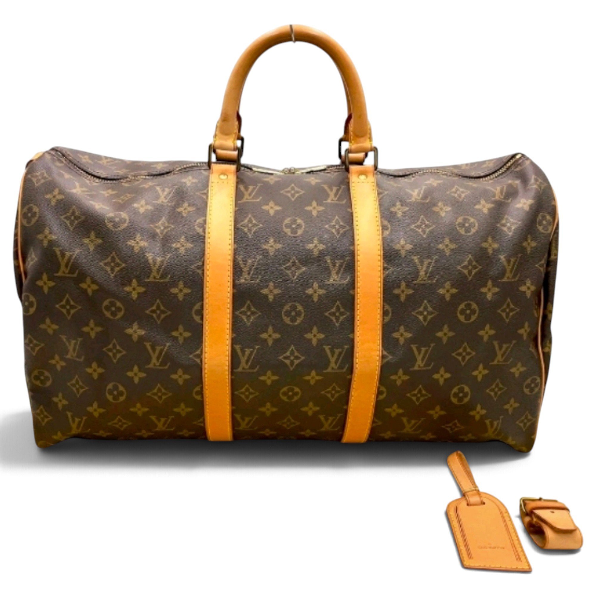 Louis Vuitton Keepall leather travel bag