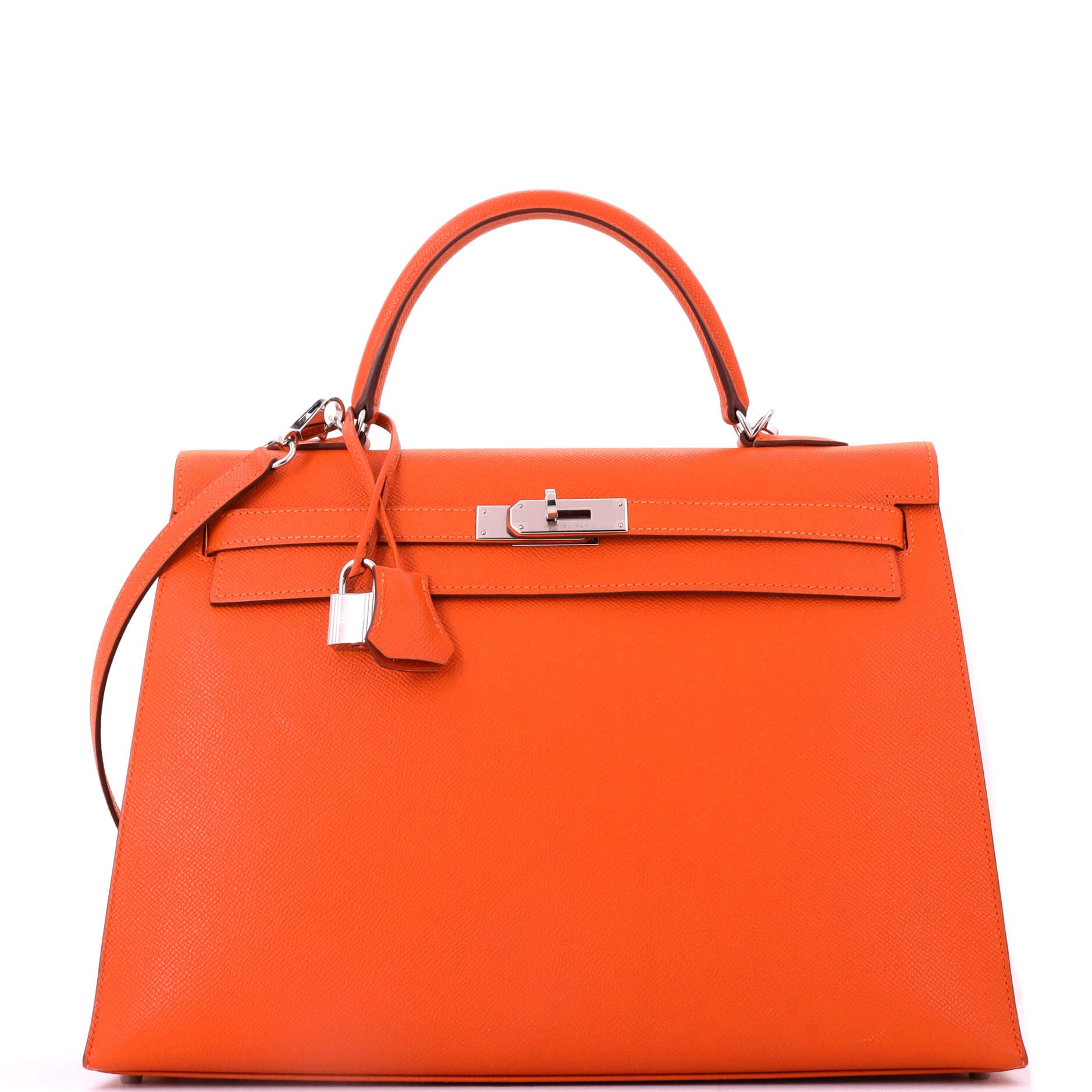 Hermes Kelly Handbag Feu Epsom with Palladium Hardware 35