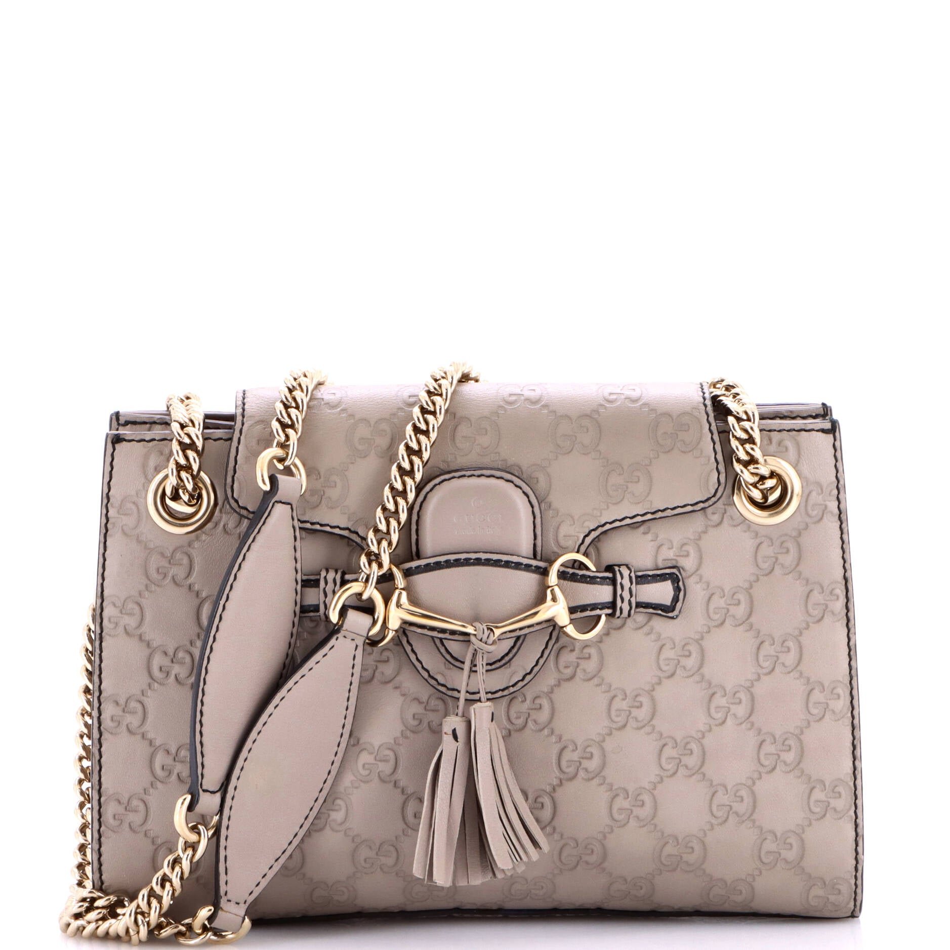 Emily Chain Flap Shoulder Bag Guccissima Leather Small