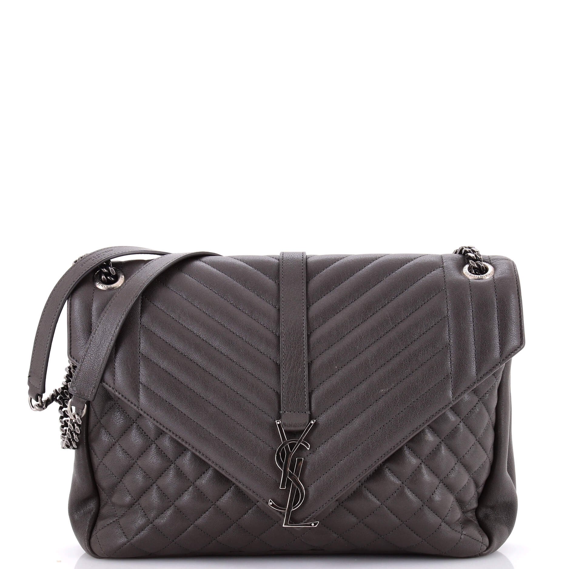 Classic Monogram Slouchy Envelope Satchel Mixed Matelasse Leather Large