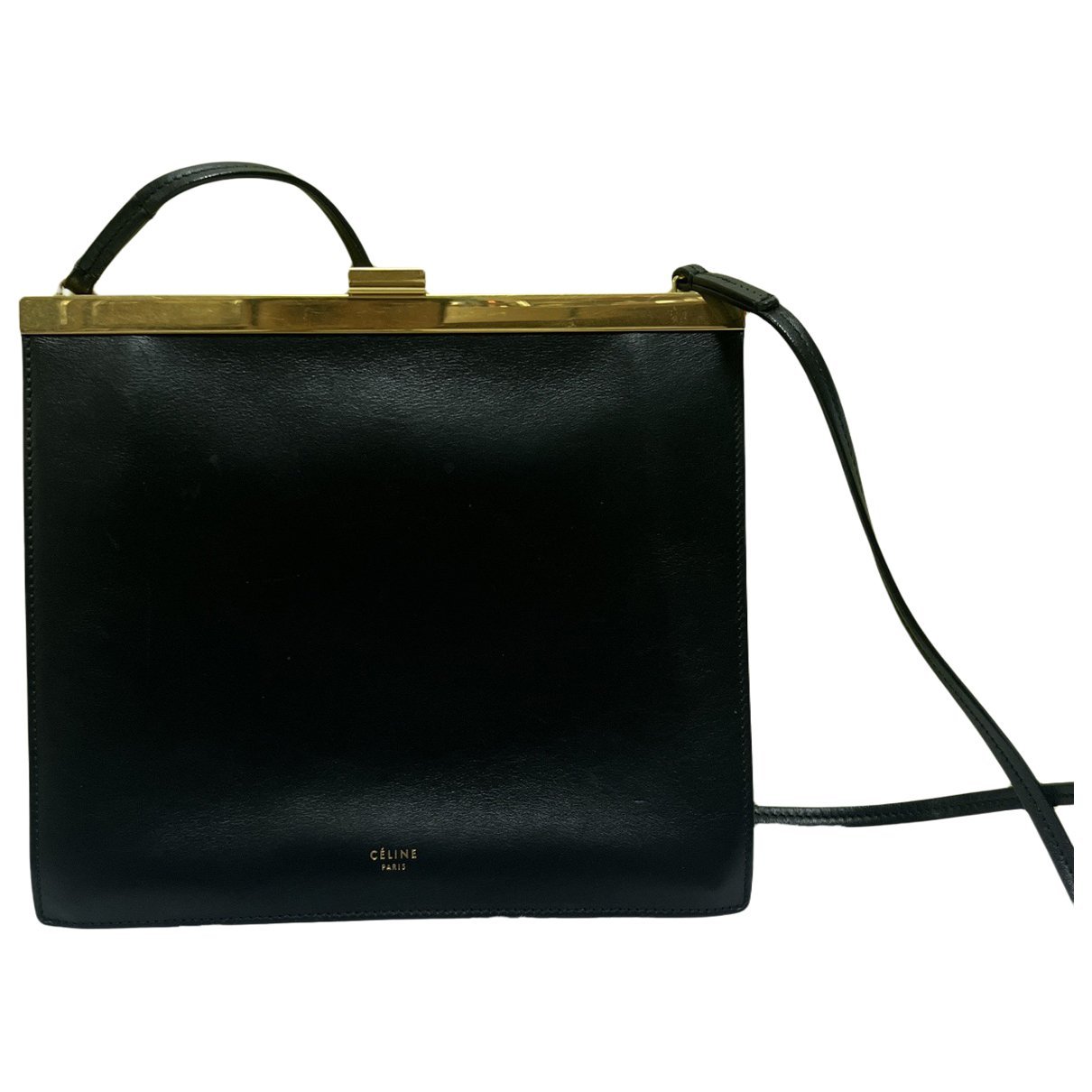 Clasp leather handbag