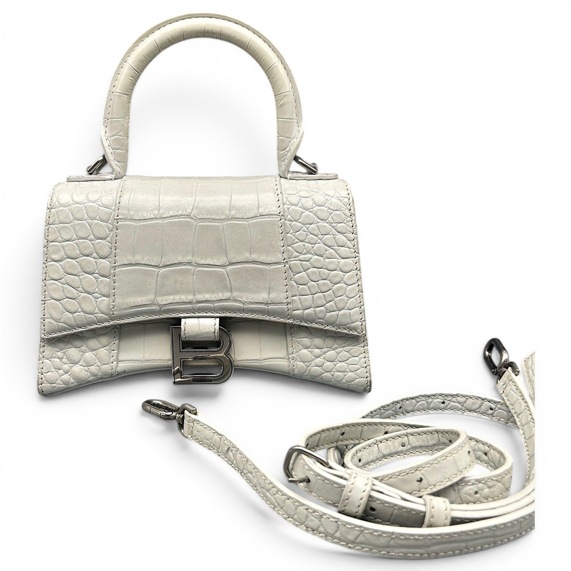 Hourglass leather handbag