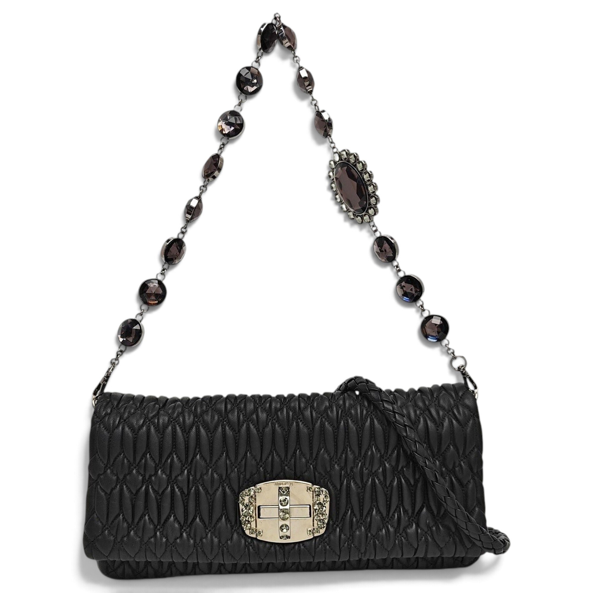 Miu Crystal leather handbag