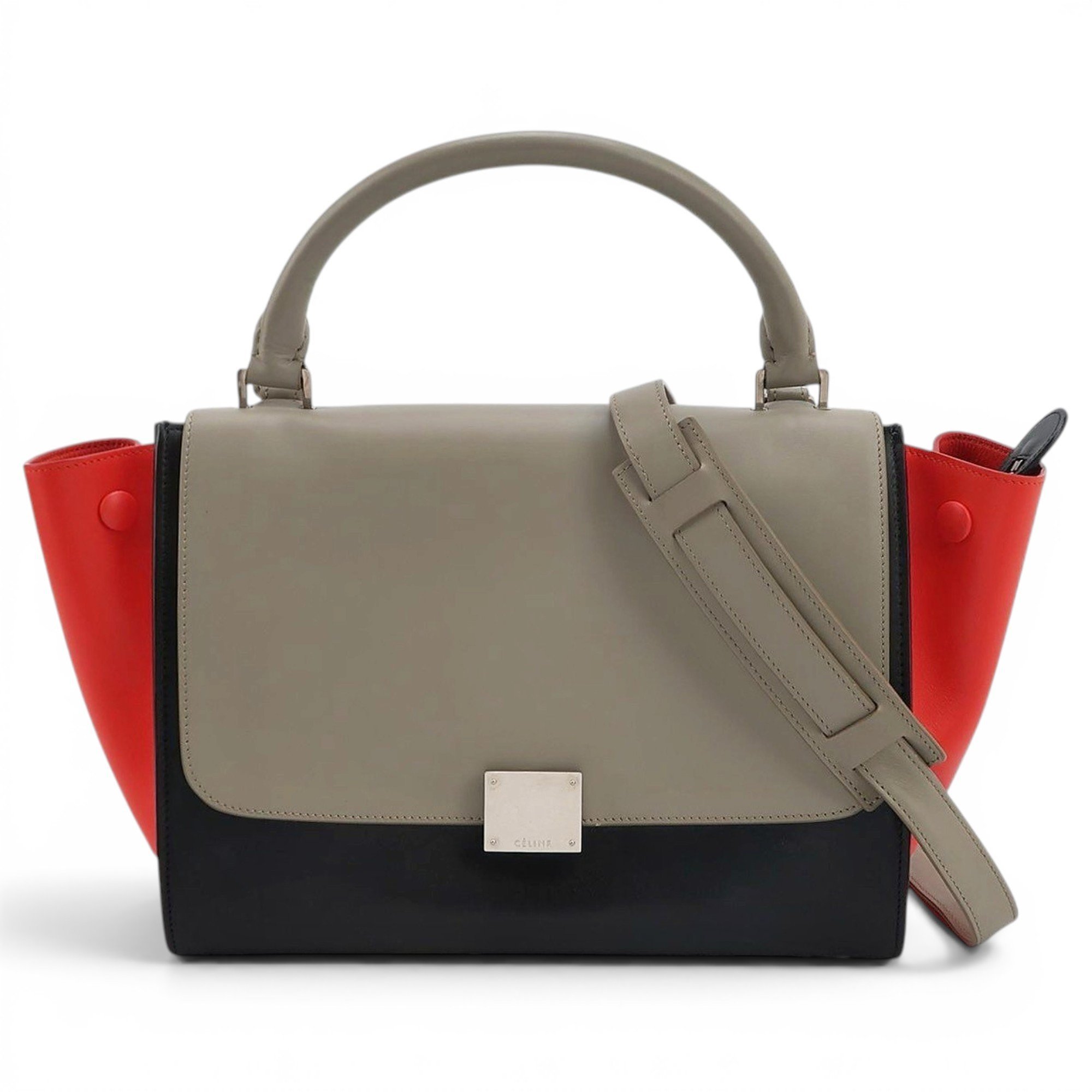 Trapèze leather handbag