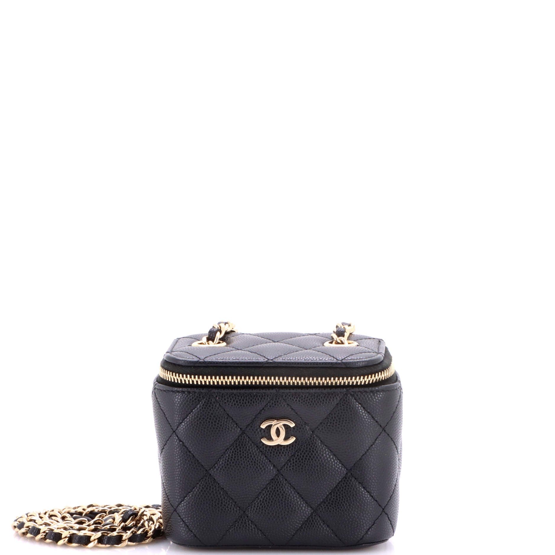 Classic Vanity Case with Chain Quilted Caviar Mini
