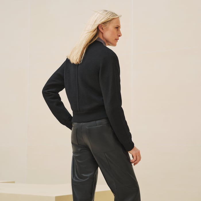 Noir "H En Biais" Motif Long-sleeve Sweater