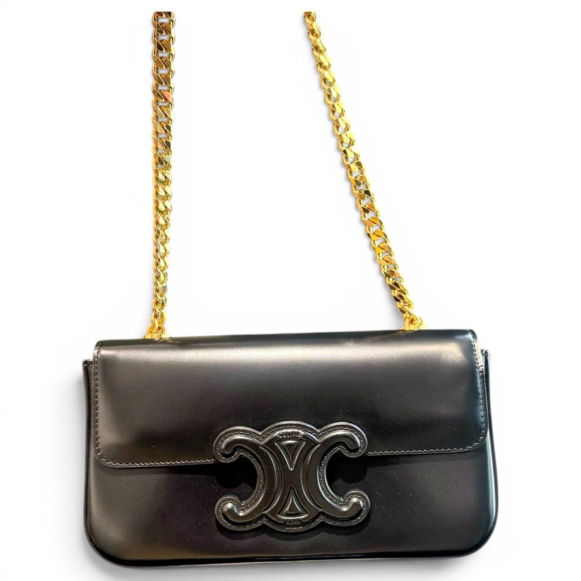 Triomphe chain leather handbag