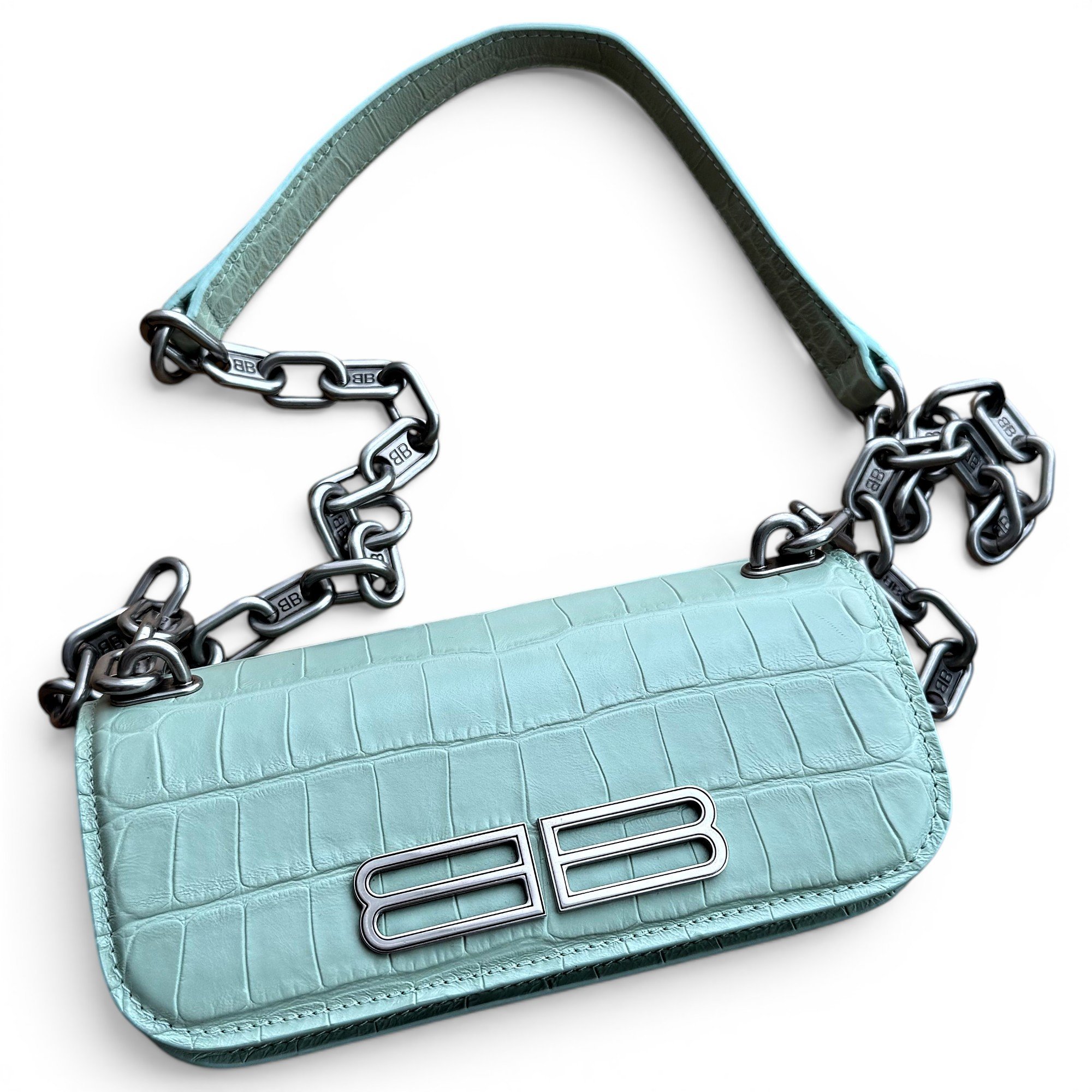 BB chain leather handbag