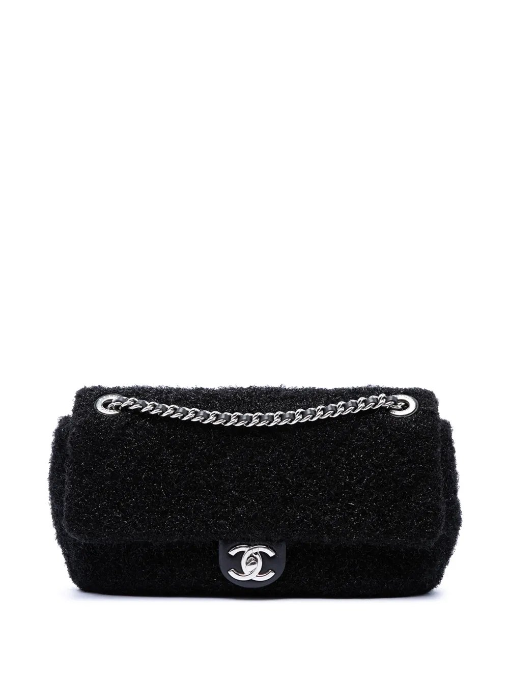 2017-2018 Medium Quilted Metallic Knit Pluto Glitter Flap shoulder bag