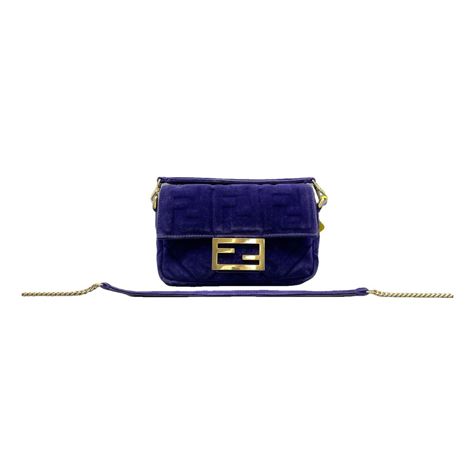 Baguette Chain Midi velvet handbag