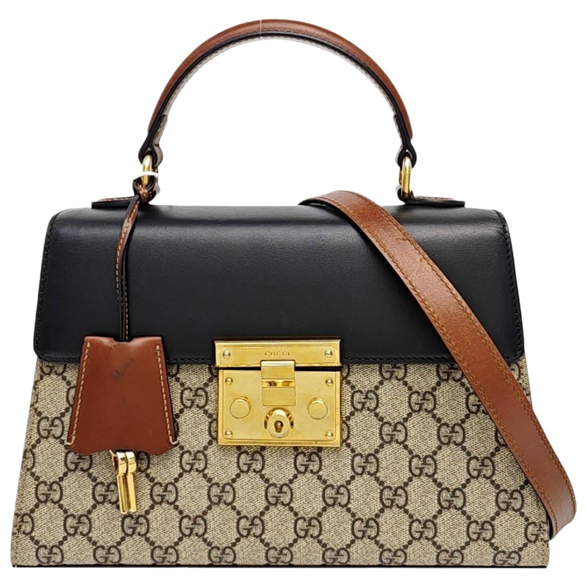 Padlock leather handbag