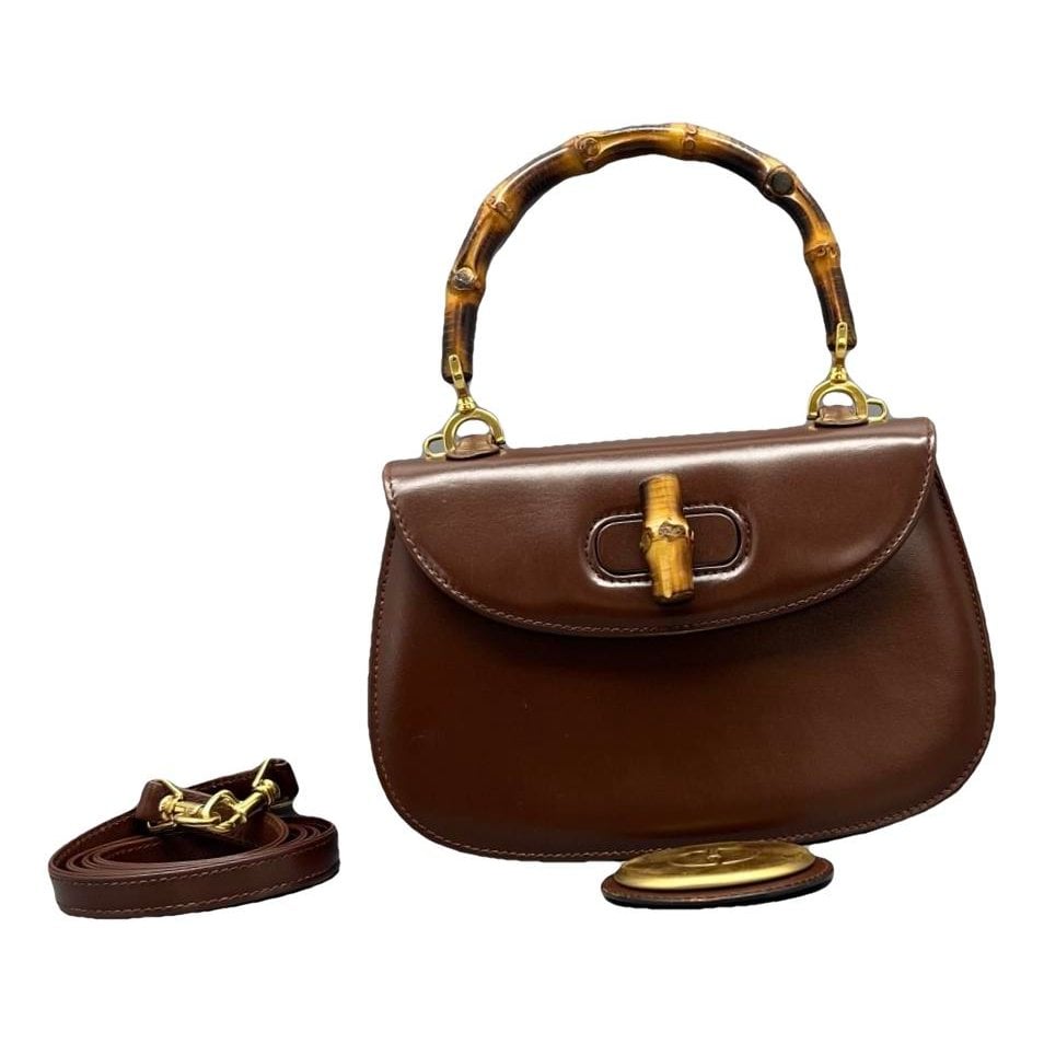 Convertible Bamboo Top Handle leather handbag