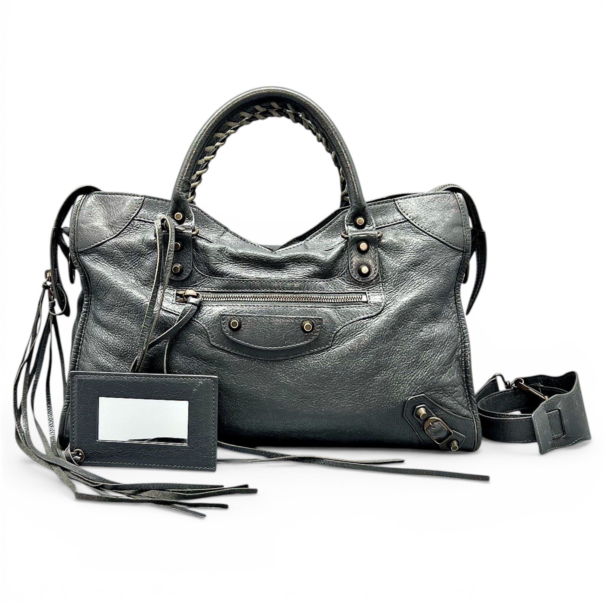 City leather handbag