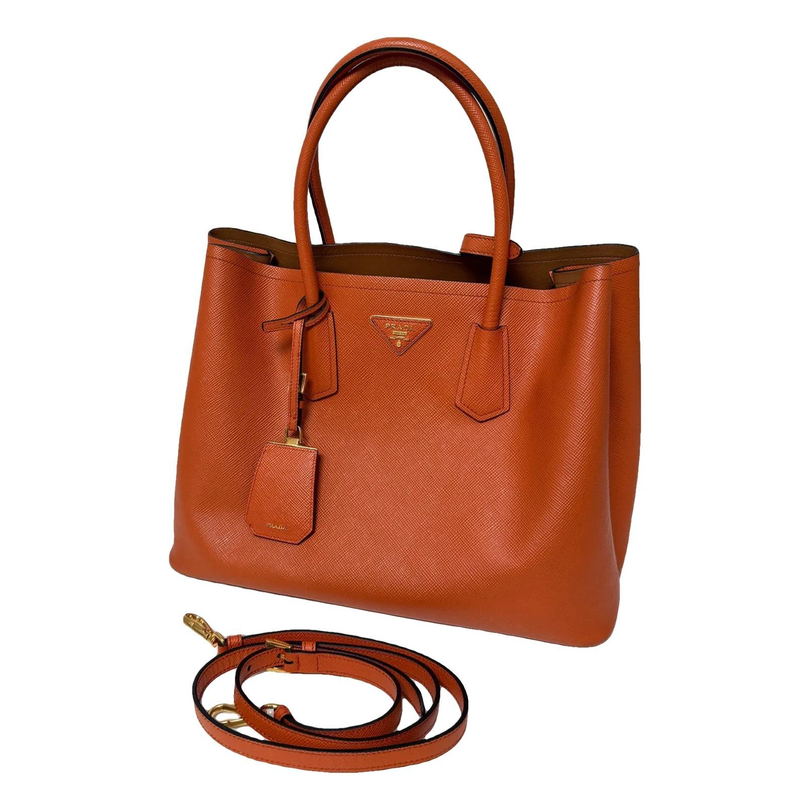 Double leather handbag