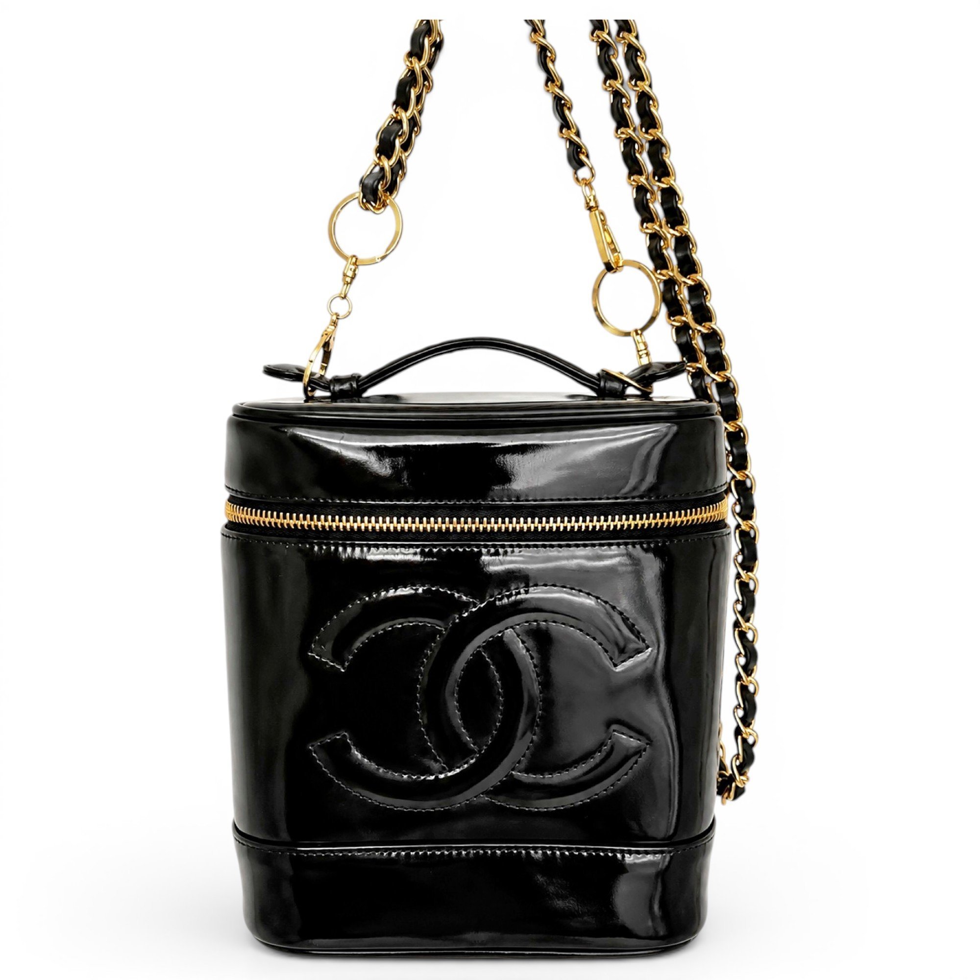 Vanity patent leather handbag