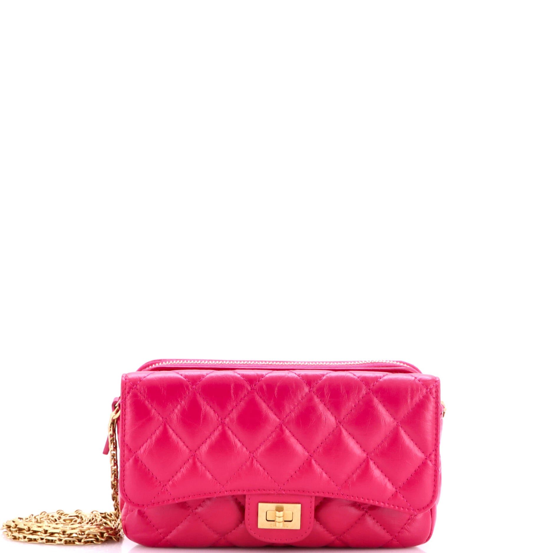 Reissue 2.55 Flap Phone Holder with Chain Quilted Aged Calfskin