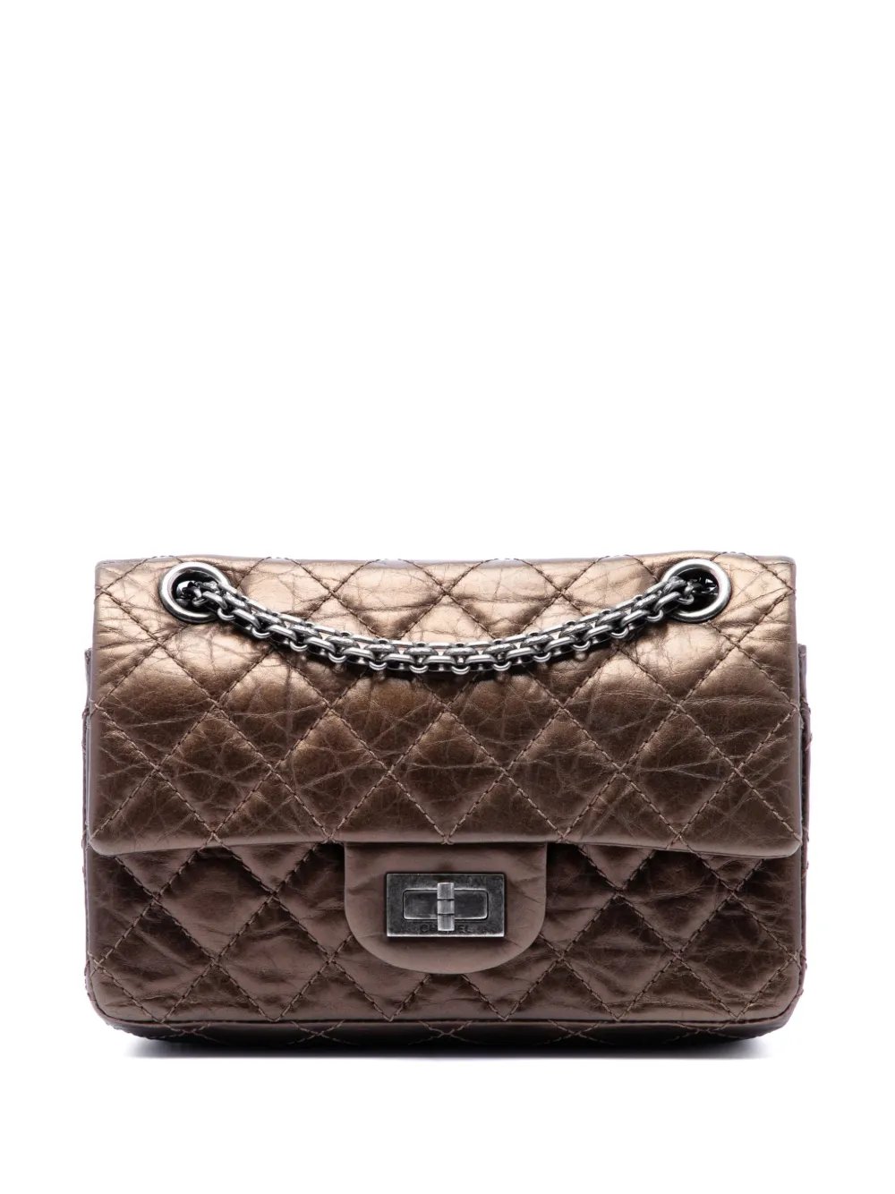 2010-2011 Metallic Aged Calfskin Reissue 2.55 Double Flap 224 shoulder bag