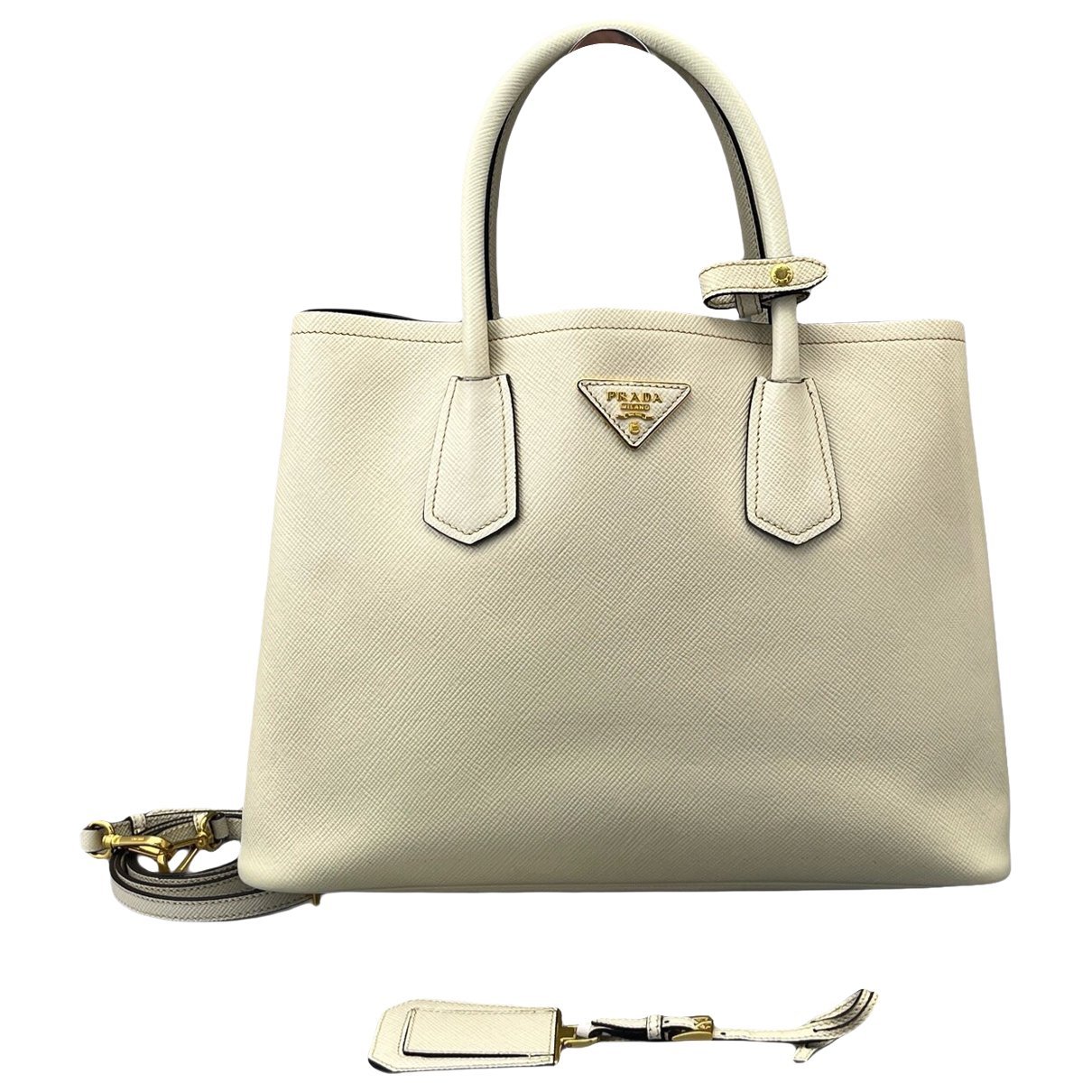 Double leather handbag