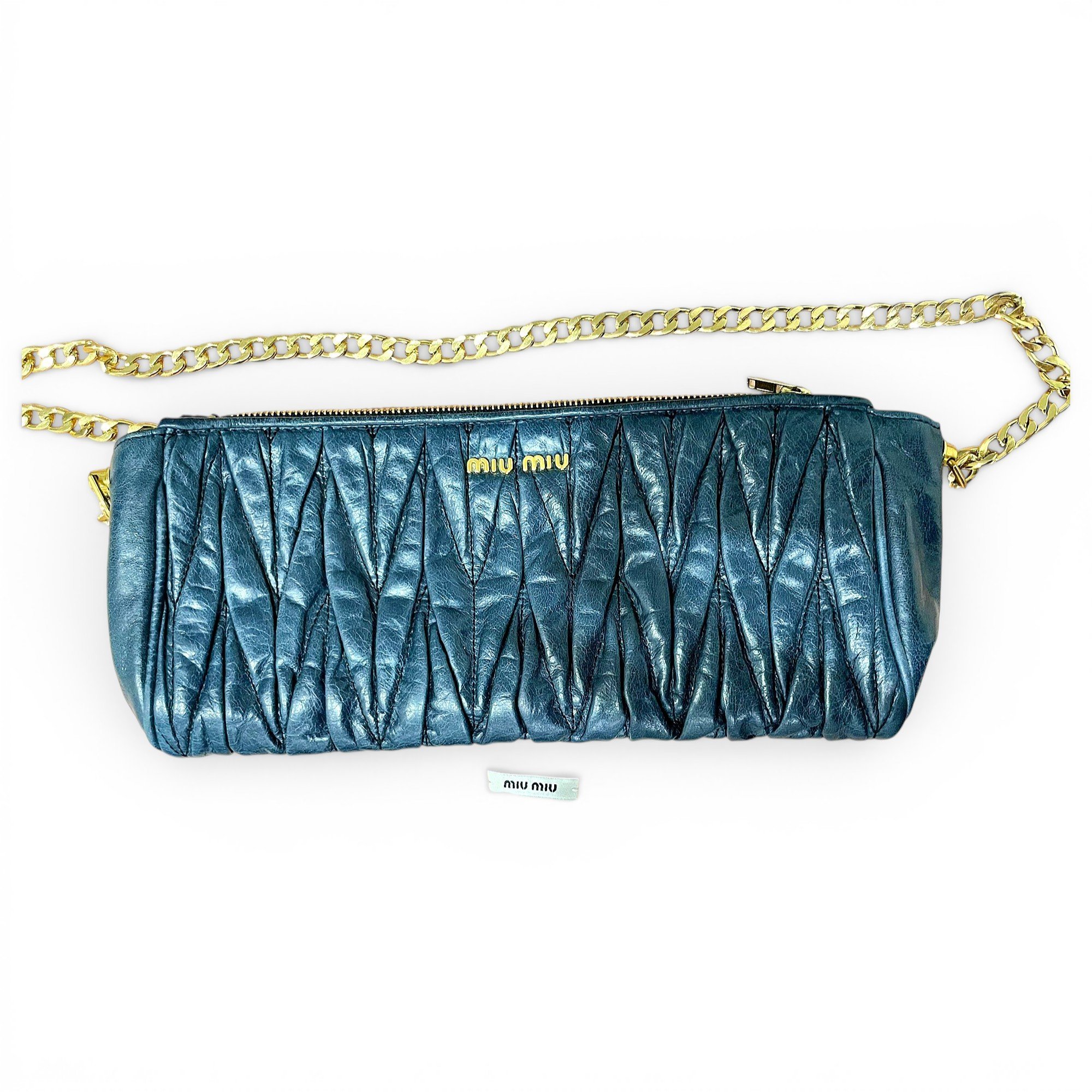 Matelassé leather clutch bag