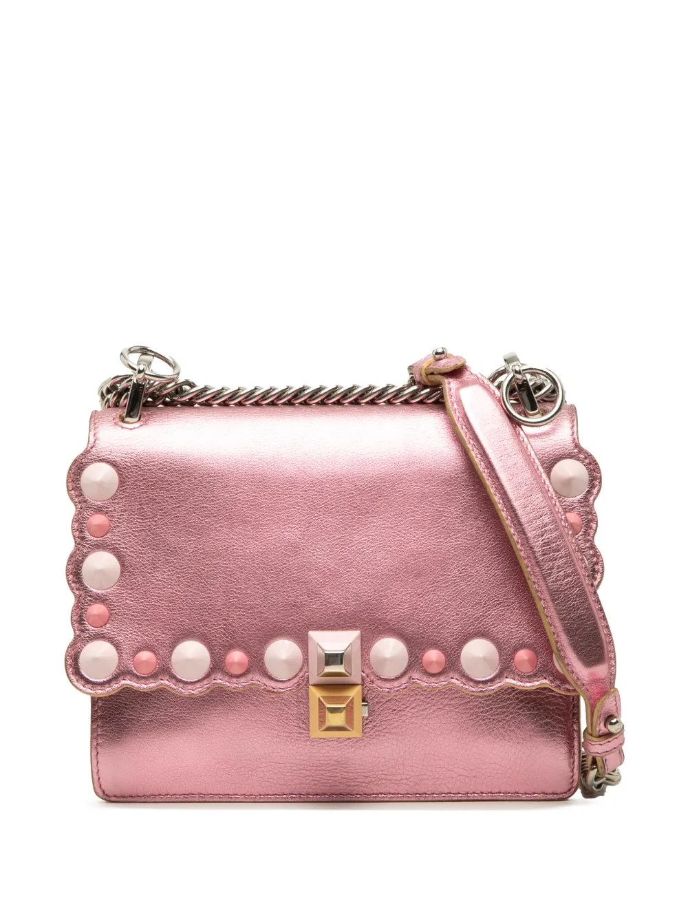 2010-2026 Small Metallic Scalloped Leather Studded Pearl Kan I crossbody bag