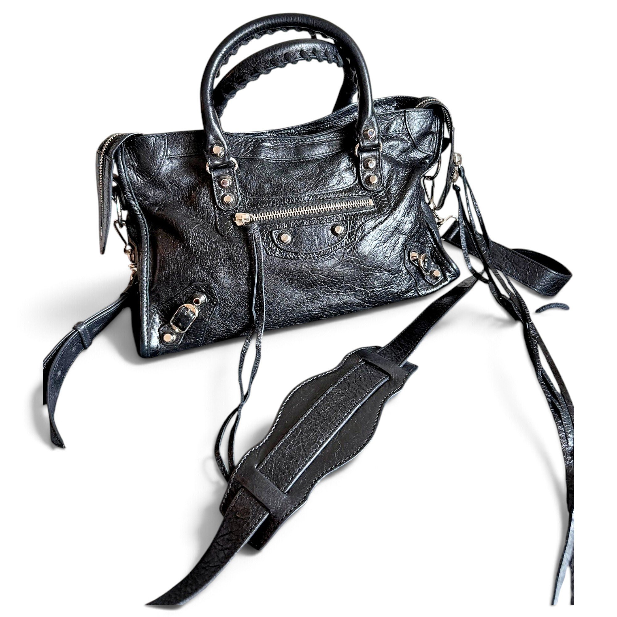 City leather handbag
