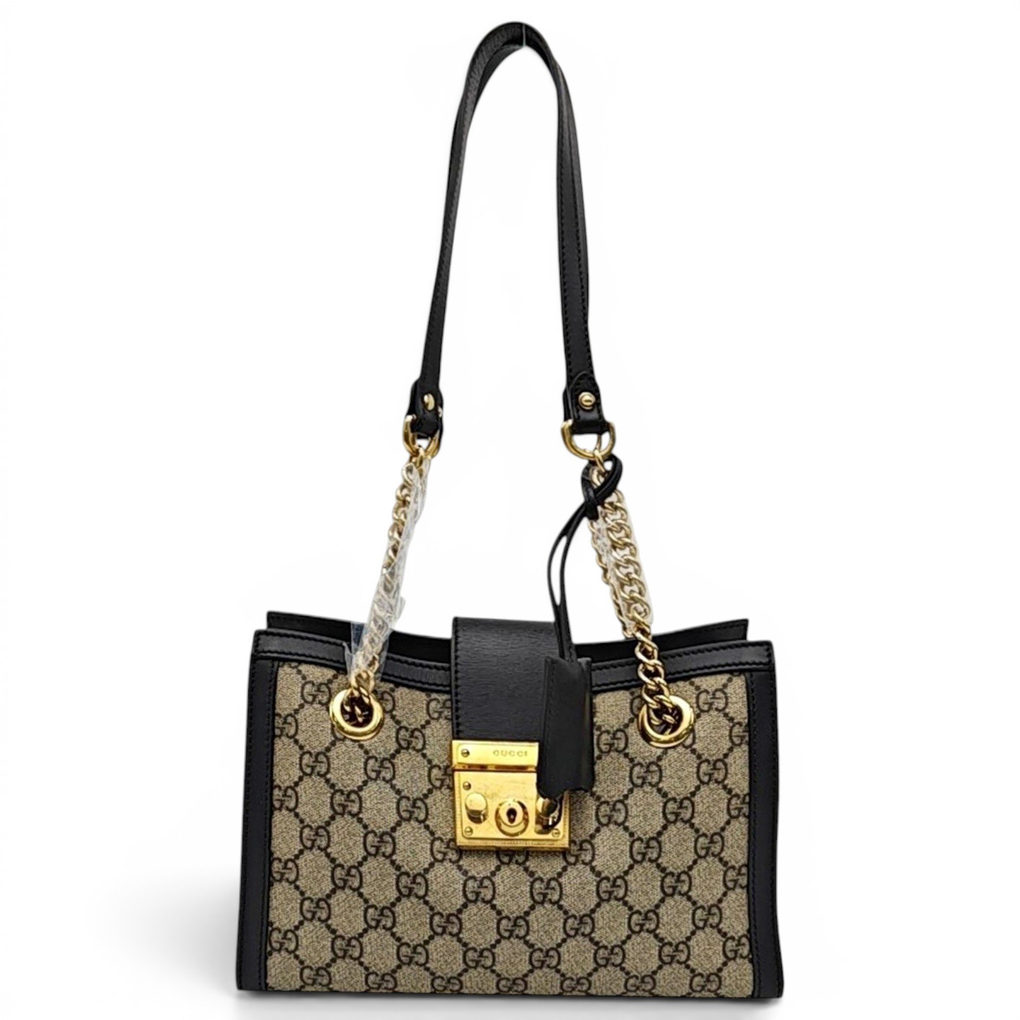 Padlock leather handbag