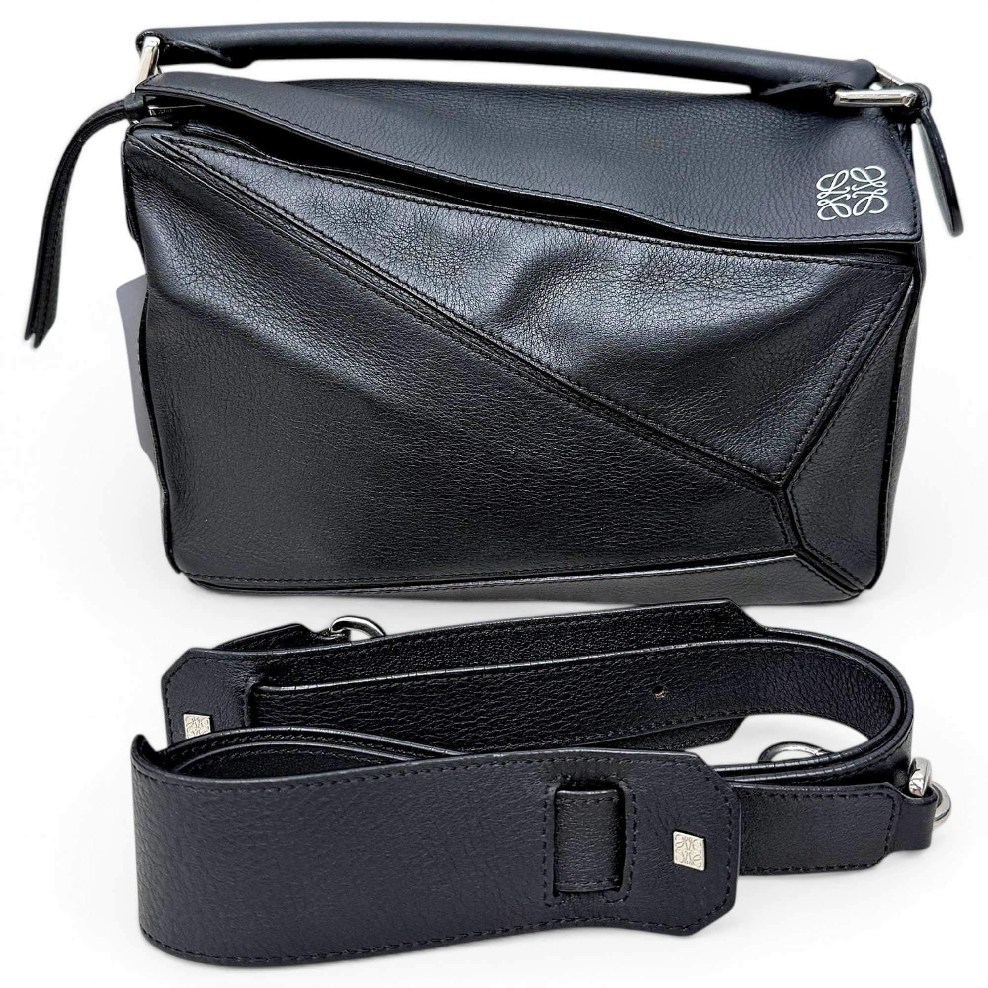 Puzzle leather handbag