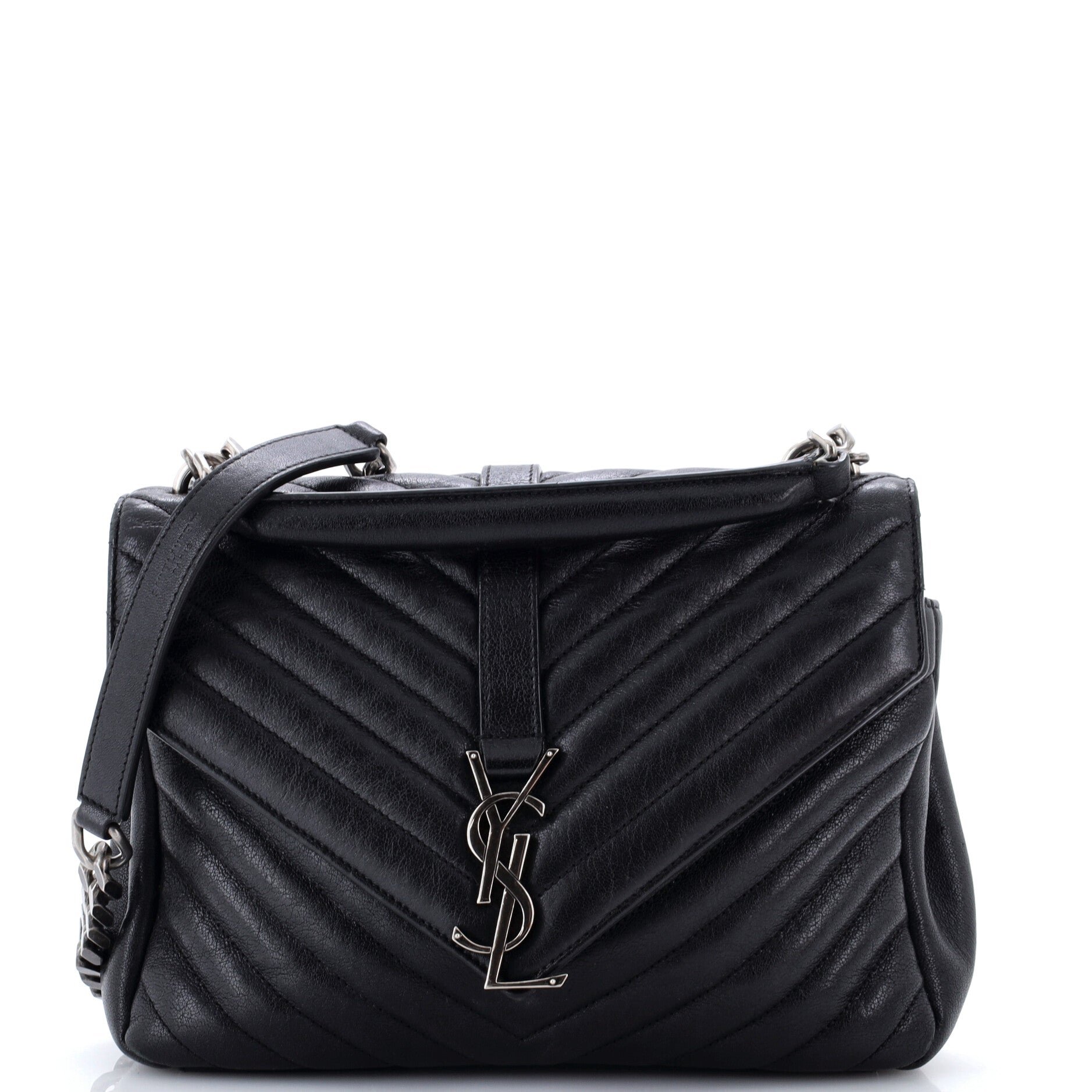 Classic Monogram College Bag Matelasse Chevron Leather Medium