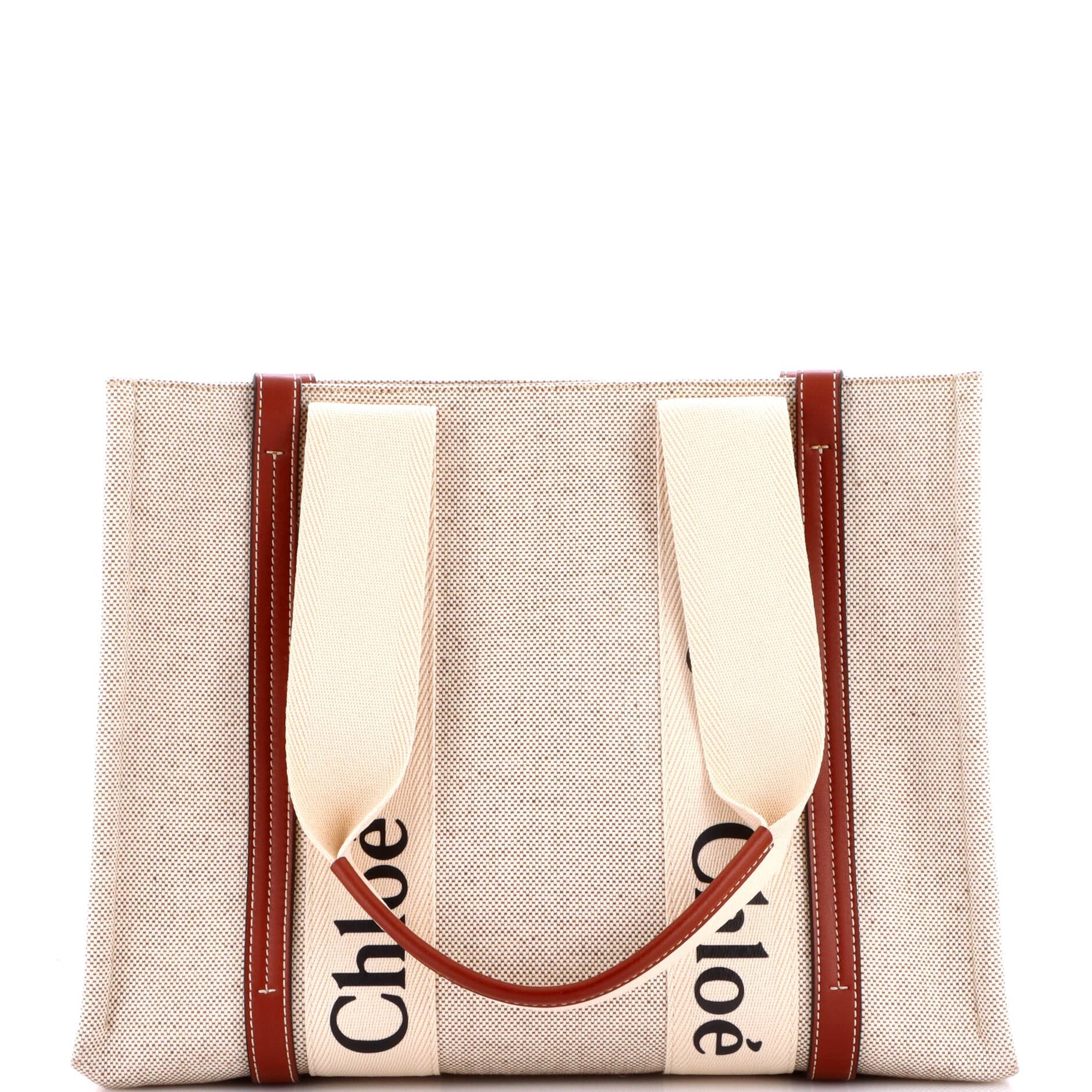 Woody Tote Canvas with Leather Medium