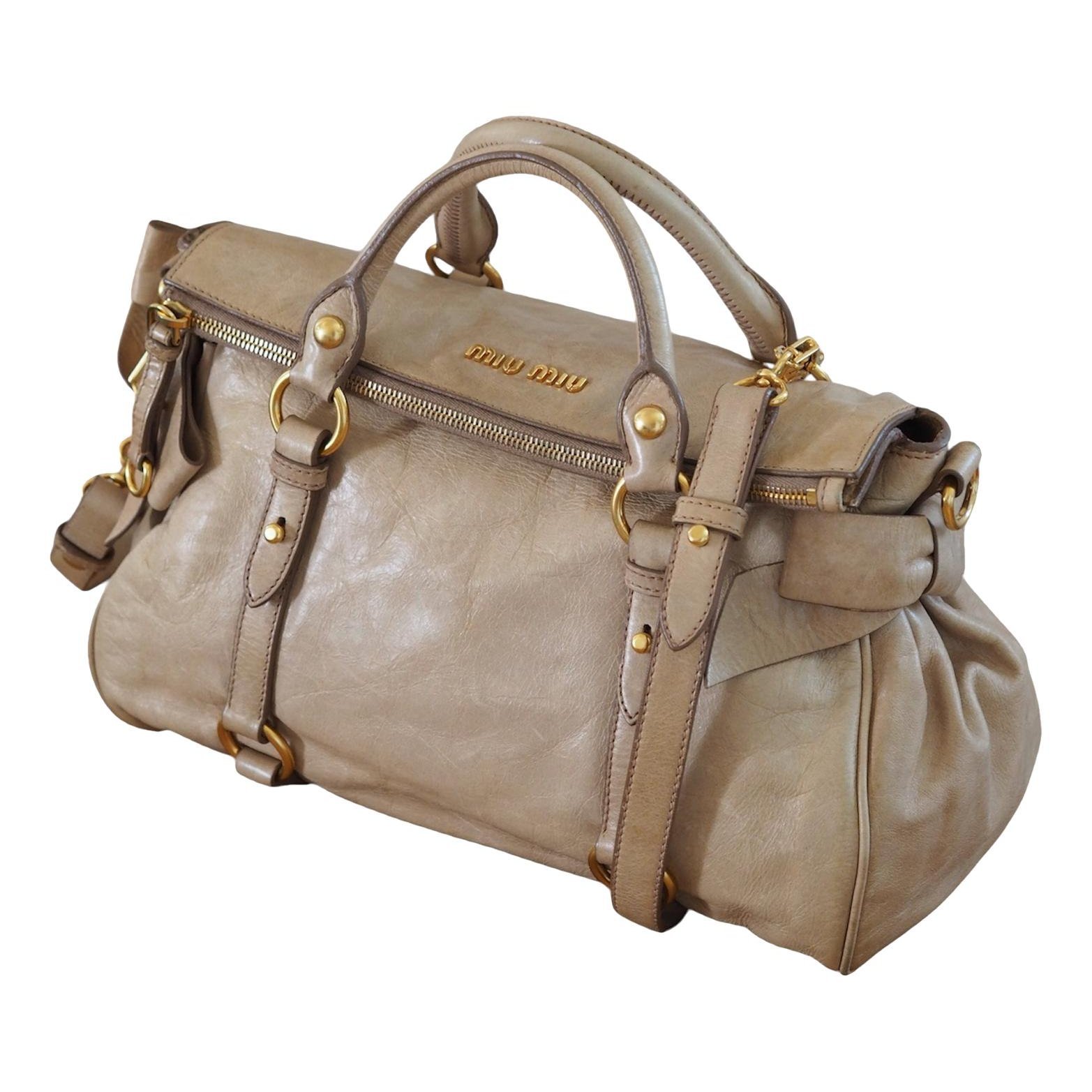 Bow bag leather handbag