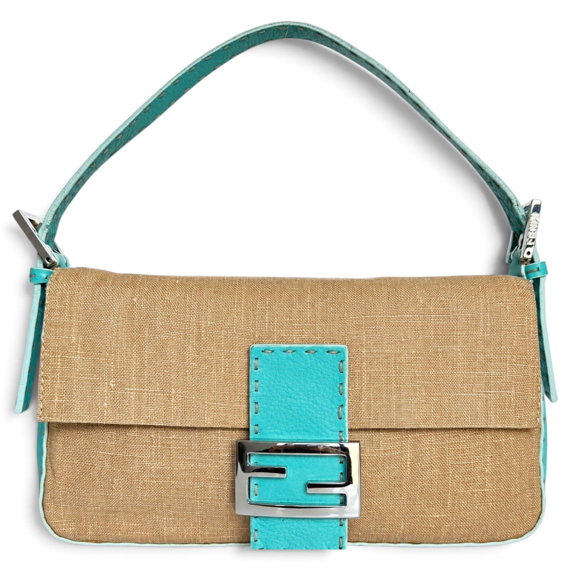 Fendi Baguette linen handbag