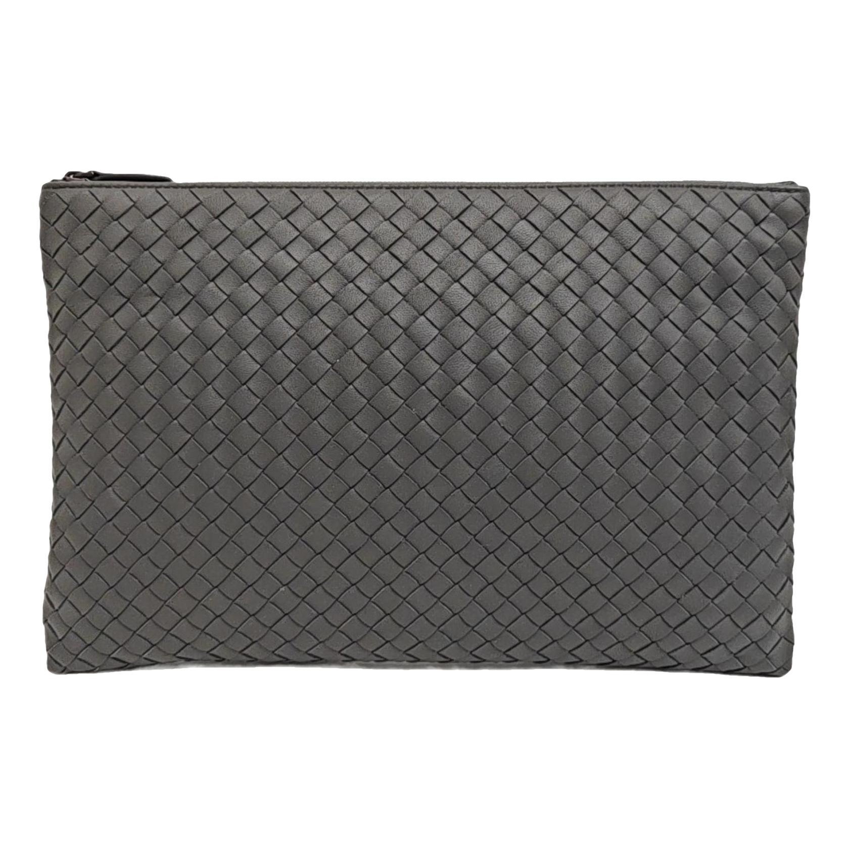 Snap leather clutch bag