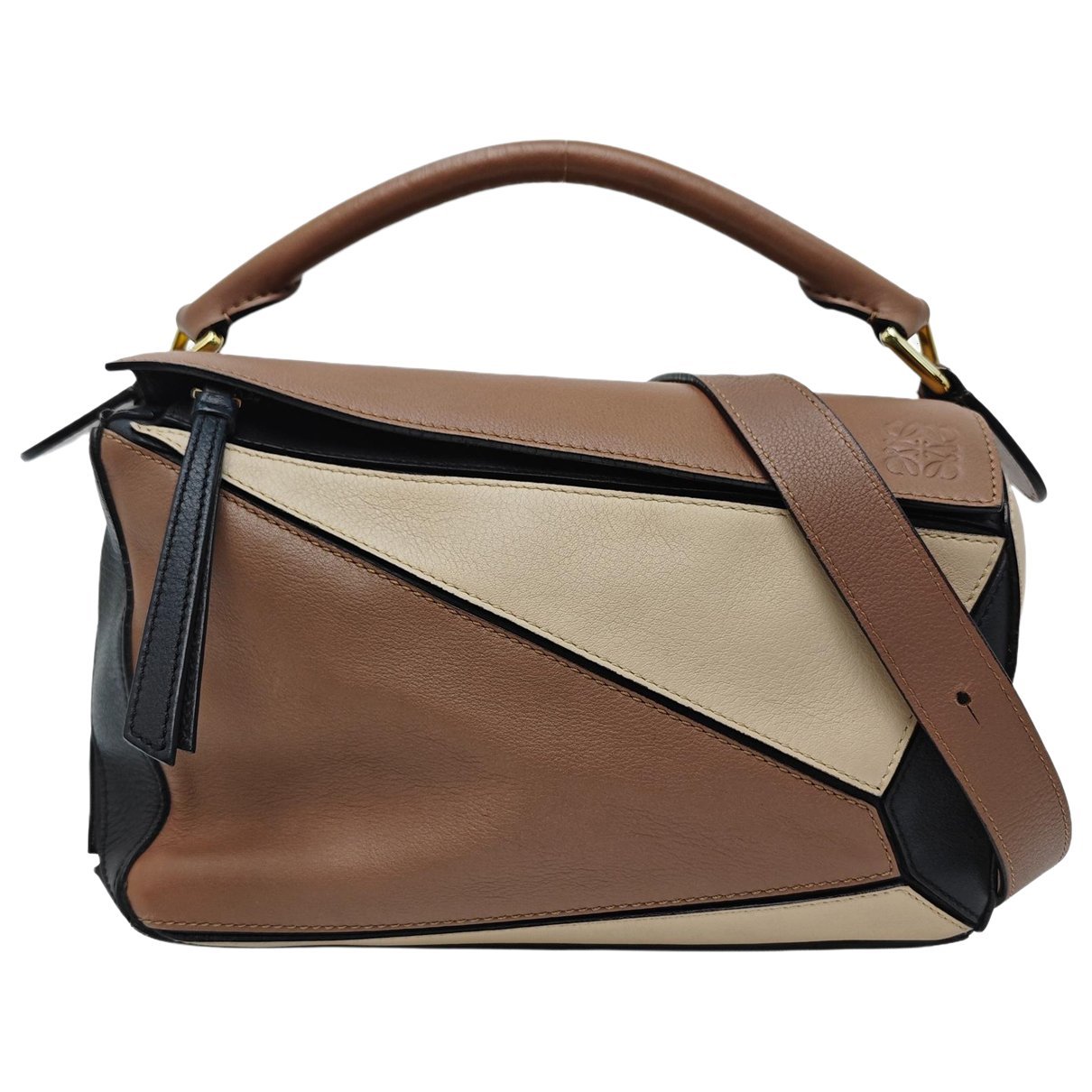 Puzzle leather handbag