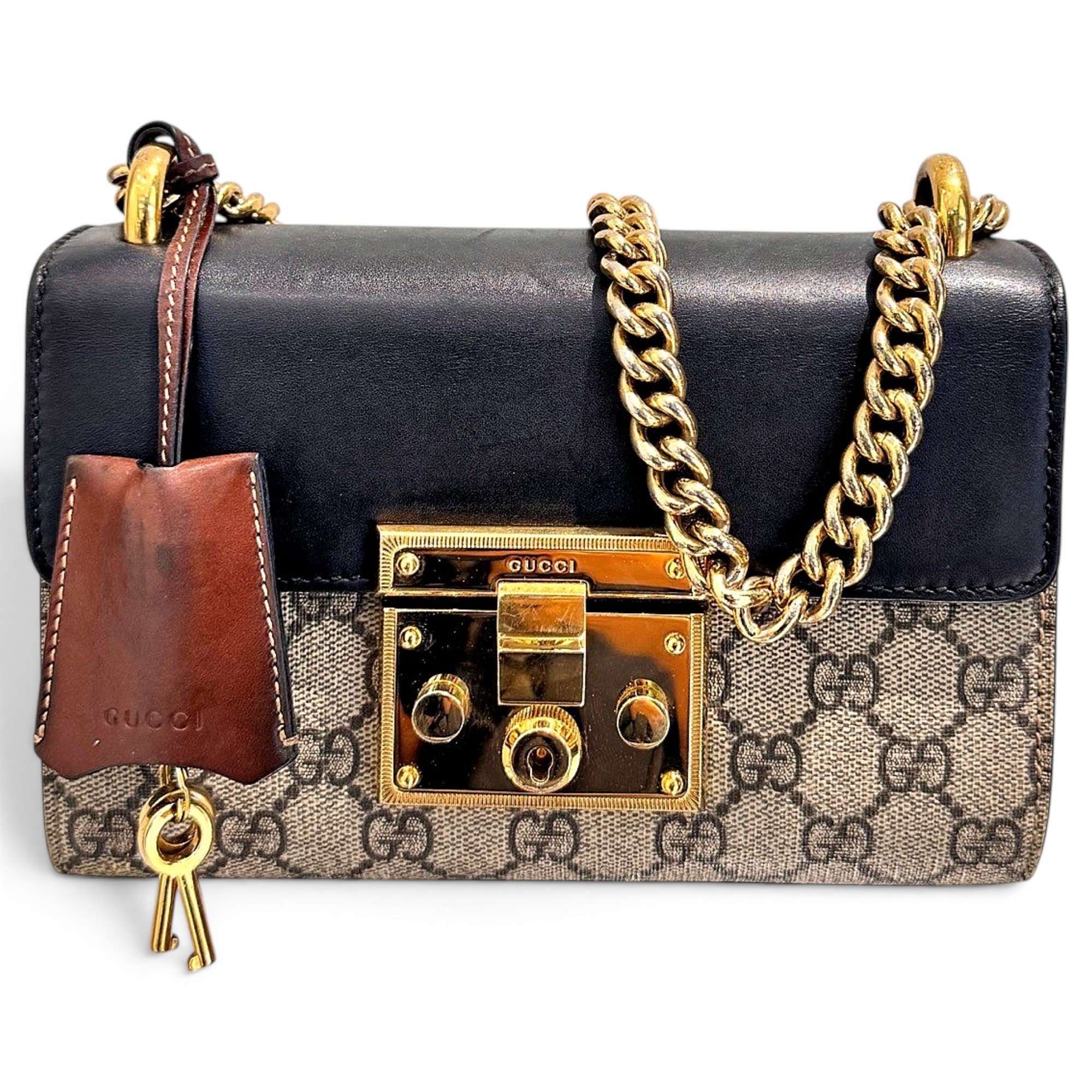 Padlock leather handbag