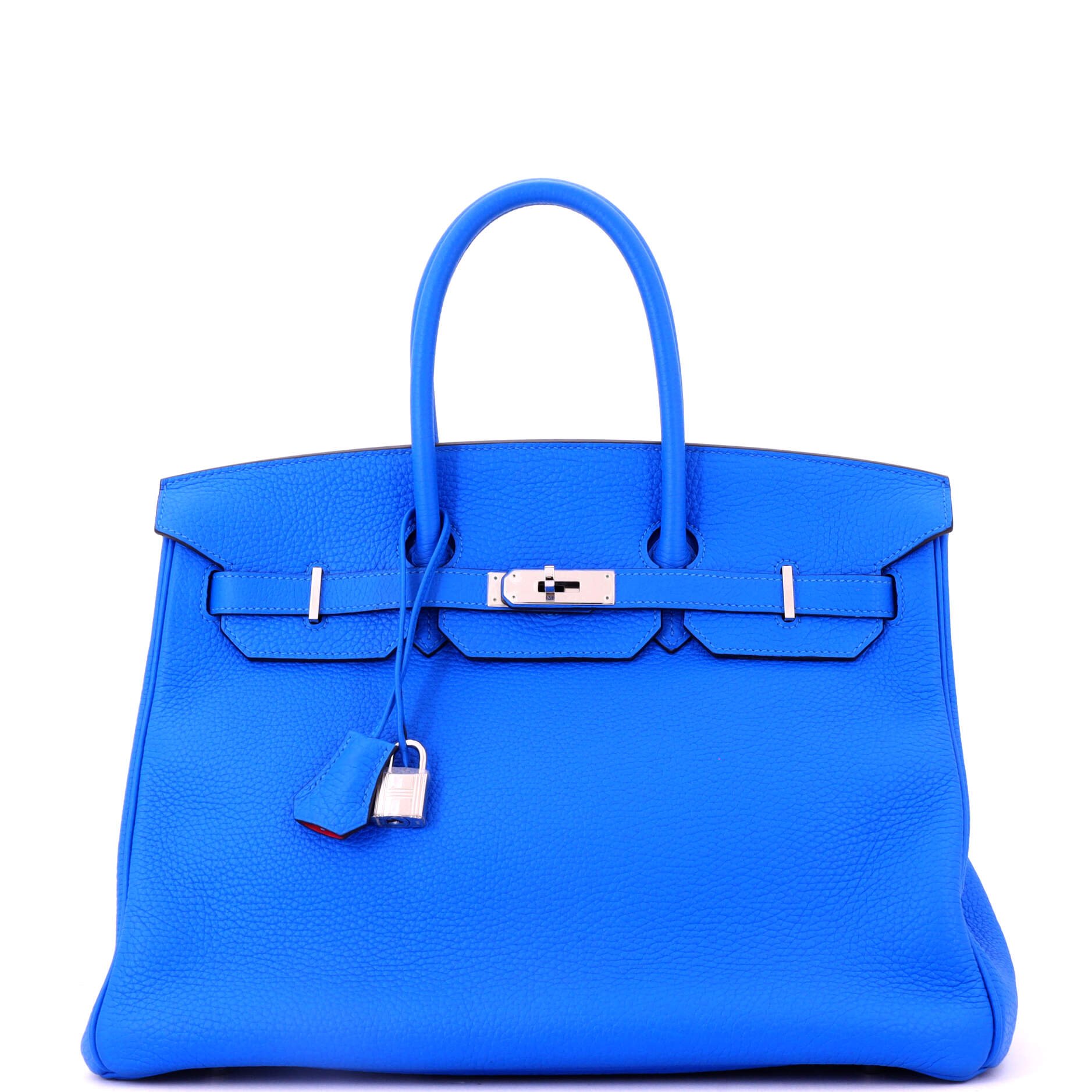 Hermes Birkin Handbag Bicolor Clemence with Palladium Hardware 35