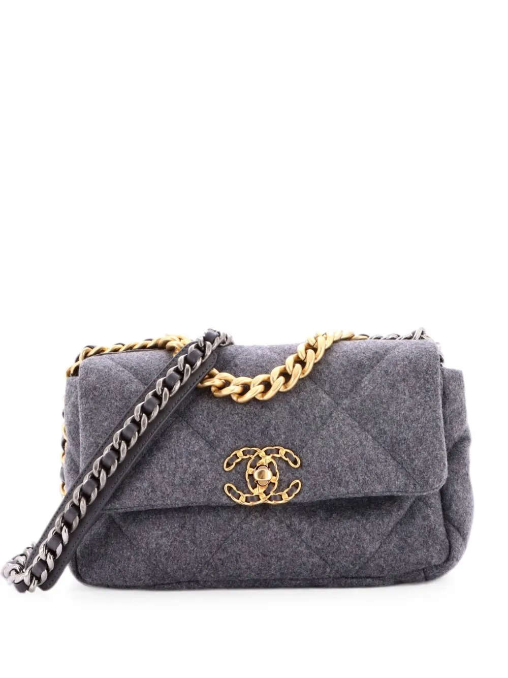 19 Flap Bag Quilted Wool Medium shoulder bag