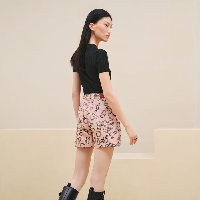 Rose Quartz "Effet Kaleidoscope Finesse" Denim Shorts
