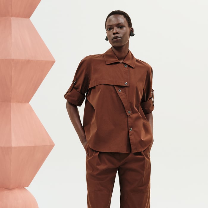 Marron Bai Asymmetric Shirt
