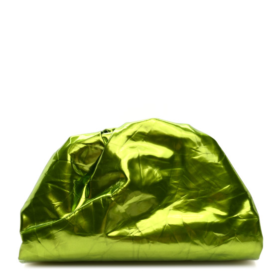 Bottega Veneta Metallic Crushed Calfskin Teen Pouch Chlorophyll