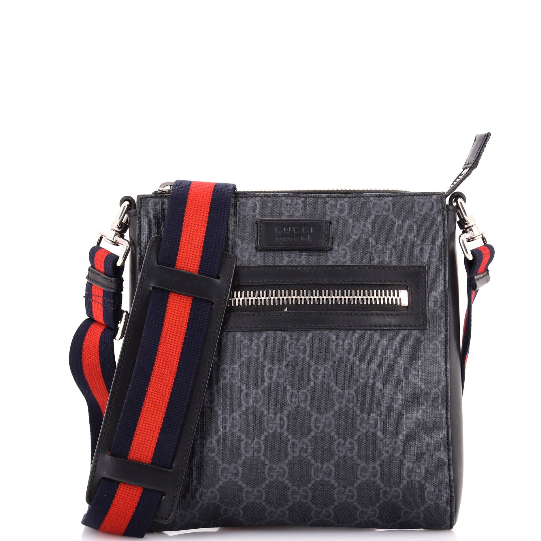 Web Strap Front Zip Messenger Bag GG Coated Canvas Small