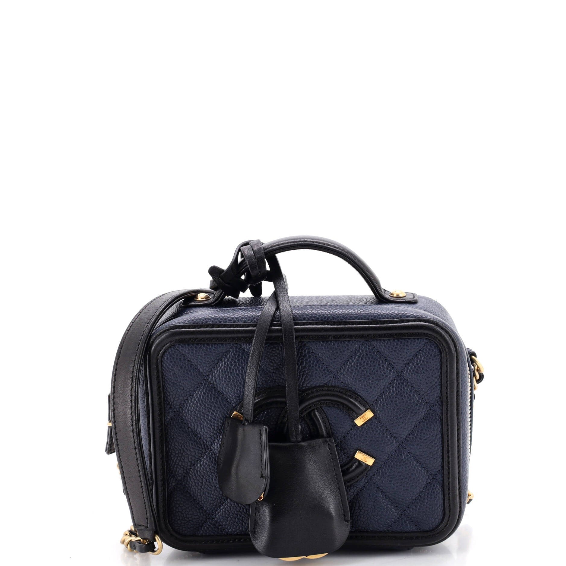 Filigree Vanity Case Quilted Caviar Small