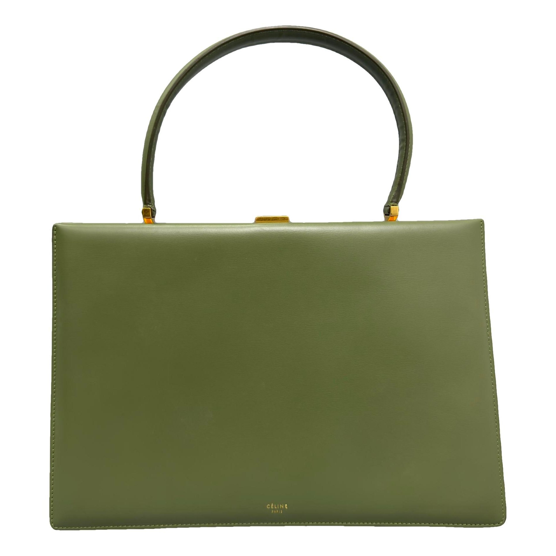 Clasp leather handbag
