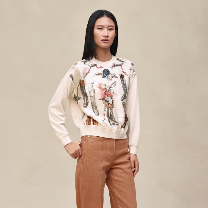Beige Parchemin "A Propos De Bottes" Long-sleeve Sweater