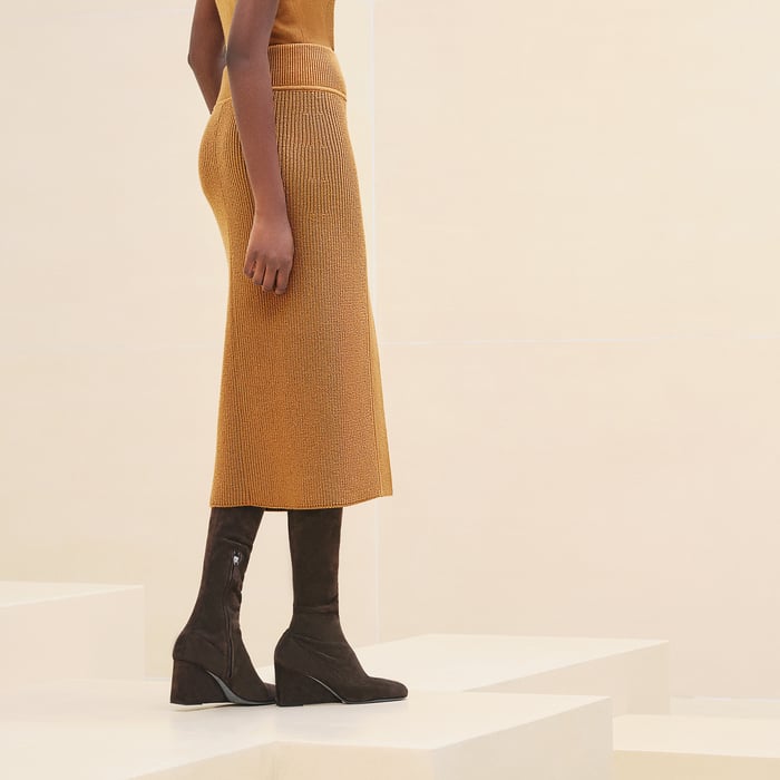 Marron Caramel Buttoned Skirt
