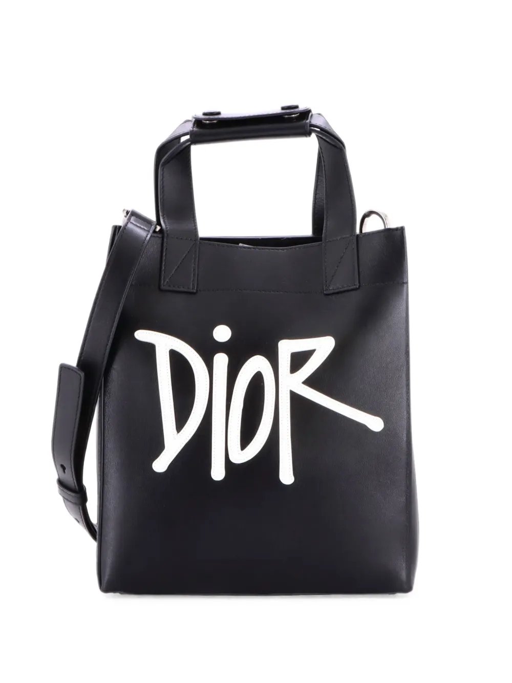 Dior x Shawn Stussy D-Dior Leather with Applique Small tote bag
