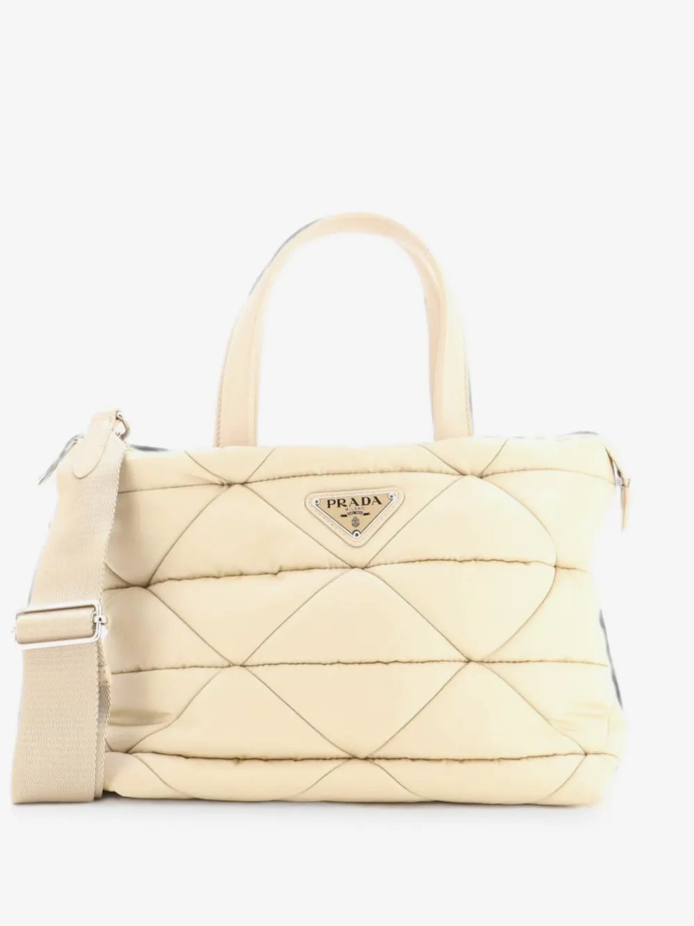 Padded Quilted Re-Nylon with Leather Mini tote bag